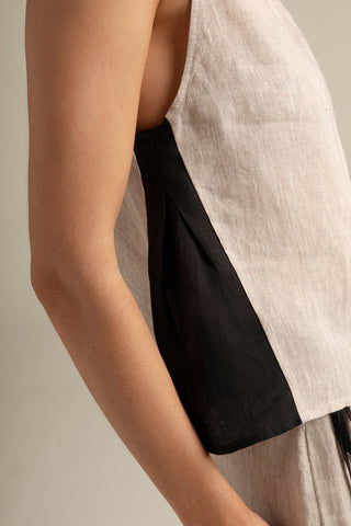 Top manga corta caqui