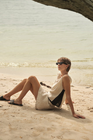 Top manga corta caqui