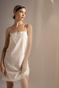 Camisola en voile bordado, Marfil