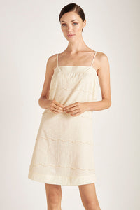 Camisola en voile bordado, Marfil
