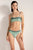Top strapless con bloques de color verde en lurex