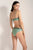 Top strapless con bloques de color verde en lurex