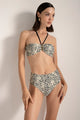 Top strapless, estampado con textura, Color Negro/Marfil