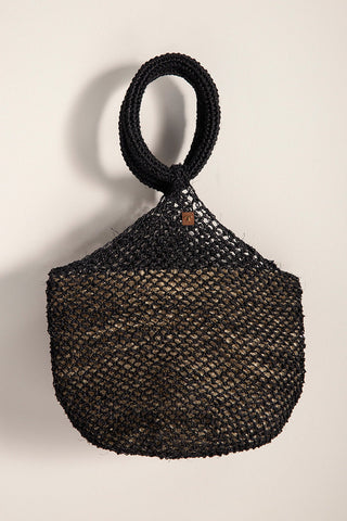 Bolso mediano en malla, Color Natural/Negro