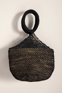 Bolso mediano en malla, Color Natural/Negro