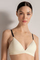 Brasier triangular con copa, Color Marfil/Negro