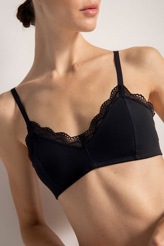 Brasier triangular, espalda sin abrochadura, Color Negro