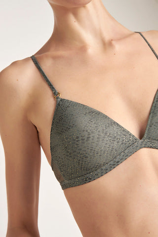 Brasier triangular estampado animal  verde
