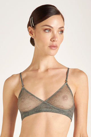 Brasier triangular estampado animal  verde