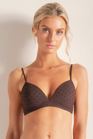 Brasier triangular en mini estampado Color Vinotinto
