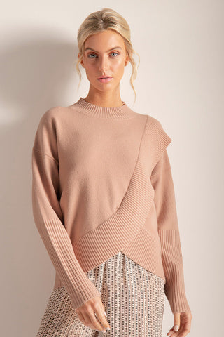 Chaleco tejido con cuello redondo Color Palo De Rosa