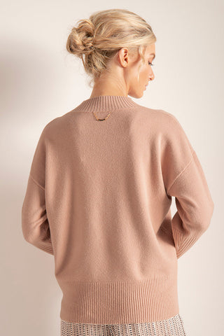 Chaleco tejido con cuello redondo Color Palo De Rosa