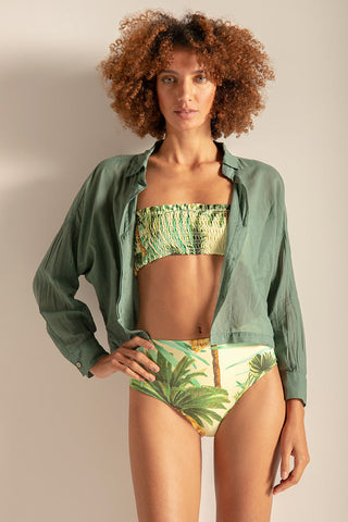Camisa corta en algodón color verde