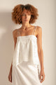 Camisa corta en tejido bordado blanco