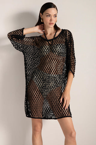 Cover up amplio malla negra