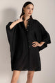 Maxi Camisa en lino, botones ocultos. Color Negro