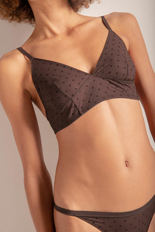 Brasier triangular en mini estampado, Color Vinotinto