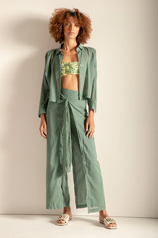 Camisa corta en algodón color verde