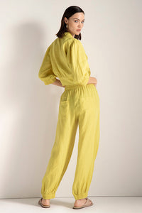 Camisa en lino, manga abajo del codo, Color Amarillo