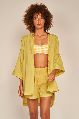Maxi Camisa Amarillo en lino
