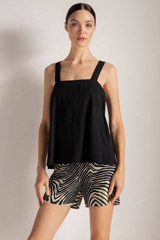 Camisa con escote recto, Color Negro