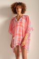 Cover up corto estampado tie dye color azul claro