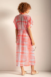Cover up largo estampado tie dye color azul claro