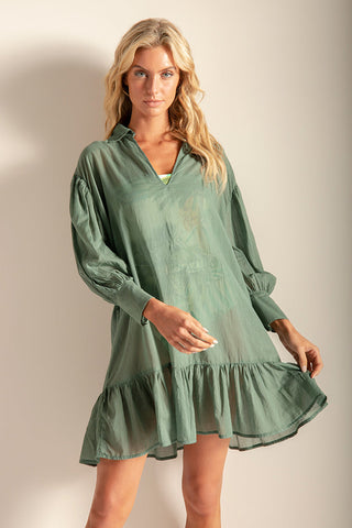 Cover up en algodón color verde