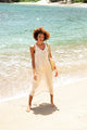 Cover up largo en gasa color khaki