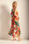Cover up largo de un hombro en tejido liviano con estampado multicolor