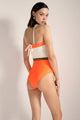 Entero strapless, Color Naranja Neón/Café/Marfil