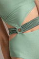 Entero Trikini con bloques de color verde en lurex