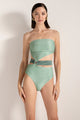 Entero Trikini con bloques de color verde en lurex