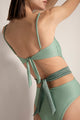 Entero Trikini con bloques de color verde en lurex