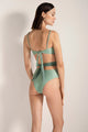 Entero Trikini con bloques de color verde en lurex