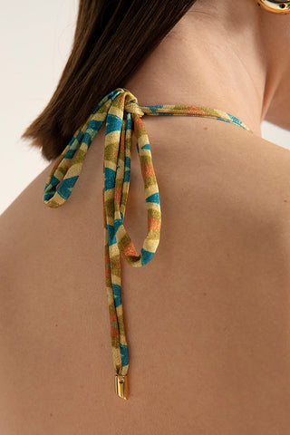 Entero halter, con estampado de zigzag