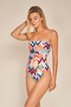 Entero strapless estampado geométrico