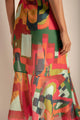 Falda pareo larga en tejido liviano con estampado multicolor