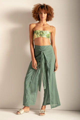 Pantalón en algodón color verde