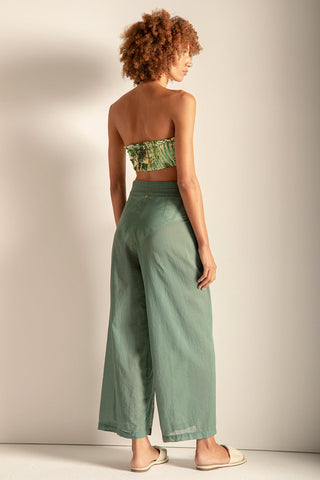 Pantalón en algodón color verde