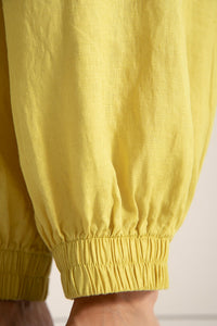 Pantalón en lino, Color Amarillo