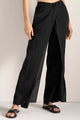 Pantalón en lino con capas sobrepuestas, Color Negro