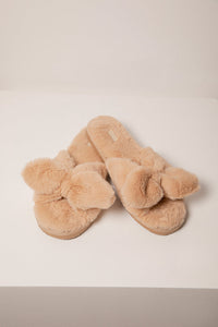 Pantuflas tipo sandalias con nudo fijo Color Camel
