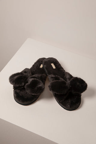 Pantuflas tipo sandalias con nudo fijo Color Negro