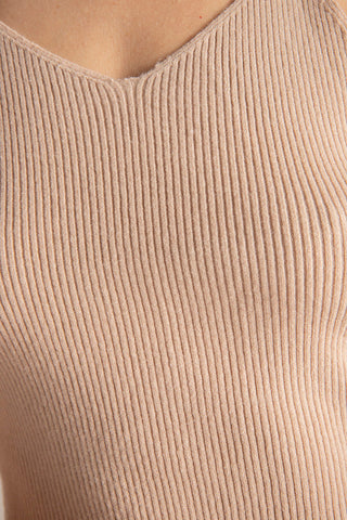 Pijama Pantalón elaborada en punto acanalado, Color Piel