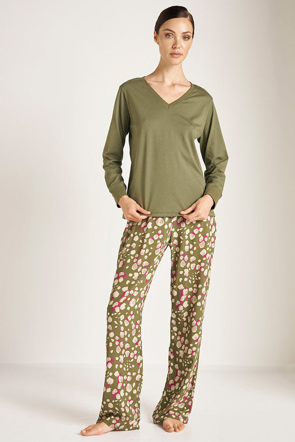 Pijama Pantalón estampado de leopardo