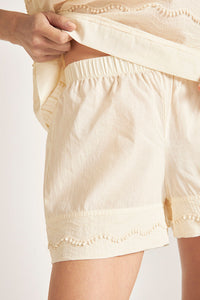 Pijama Short en voile bordado, Marfil