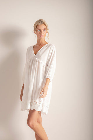 Pijama Camisola en algodón fresco Color Blanco
