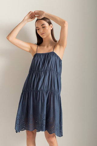 Pijama Camisola tiritas en voile con ruedo bordado