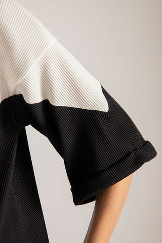 Pijama pantalón, bloques de color, Color Negro/Crudo